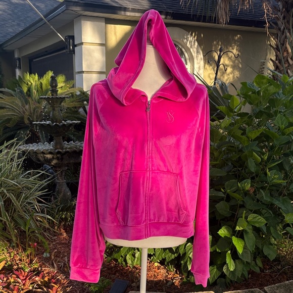 Victoria's Secret Jackets & Blazers - Victoria’s Secret Hot Pink Velour Full Zip Jacket